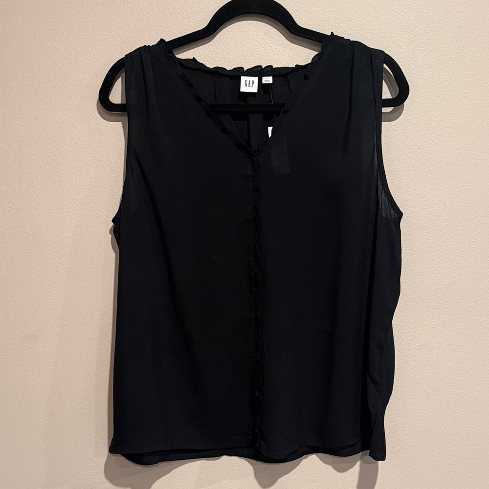 GAP Women's Sheer Black Chic Stylish V-Neck Blouse All Occasion FairyCore